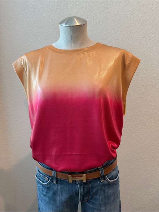 Anthropologie Tops - Anthropologie Gold-to-Fuchsia Shimmer Ombre Sleeveless Tank